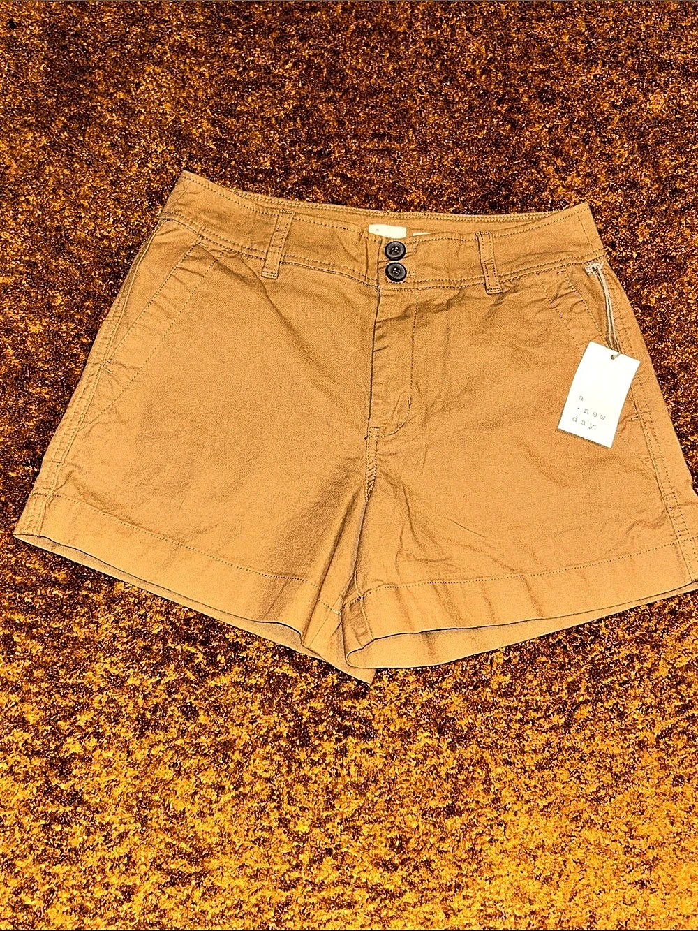 a new day High Waist Cotton Shorts in Brown Size 6 NWT